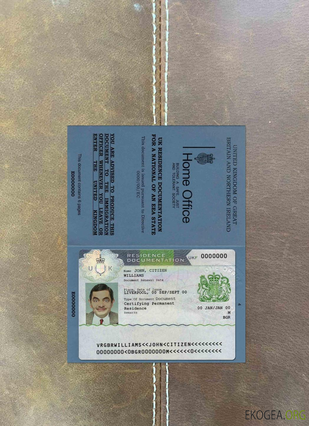 Documents de résidence au Royaume Uni 2 modèles PSD (également avec aspect passeport) photolook